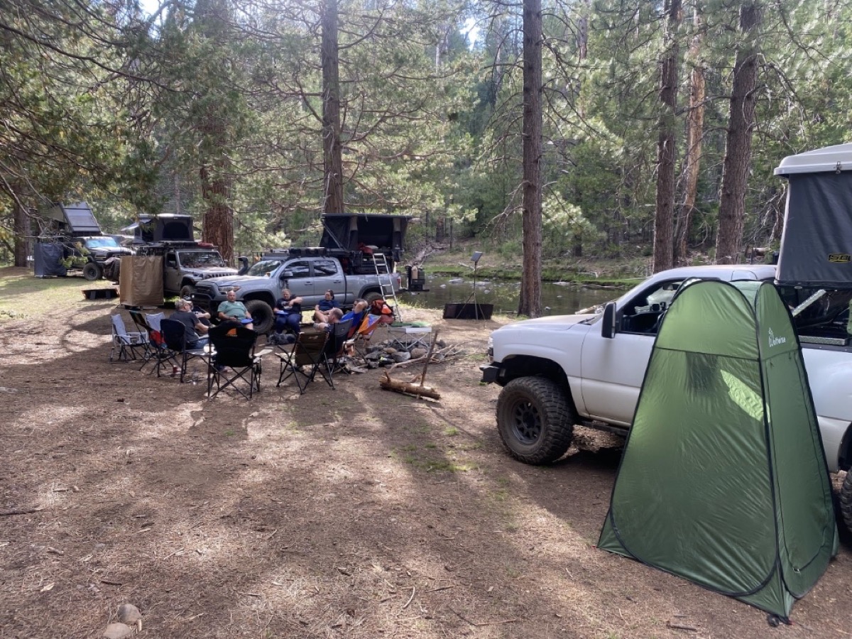 Overland EastBay basecamp at Frazer Flat along the South Fork Stanislaus River