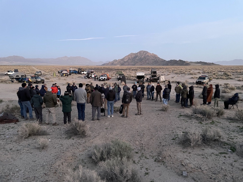 OverlandBound Trail Guardian morning volunteer circle in Mojave